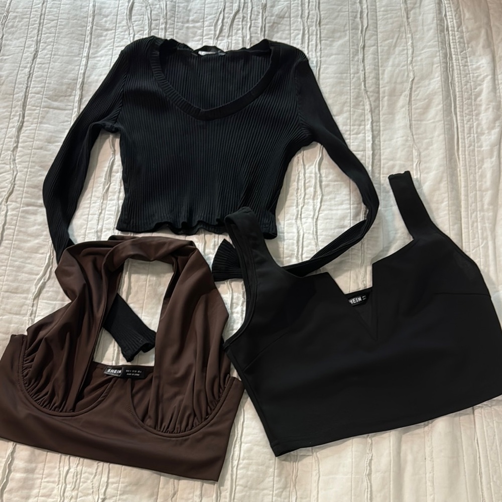 SHEIN Women’s Tops Set of 3 Black and Brown